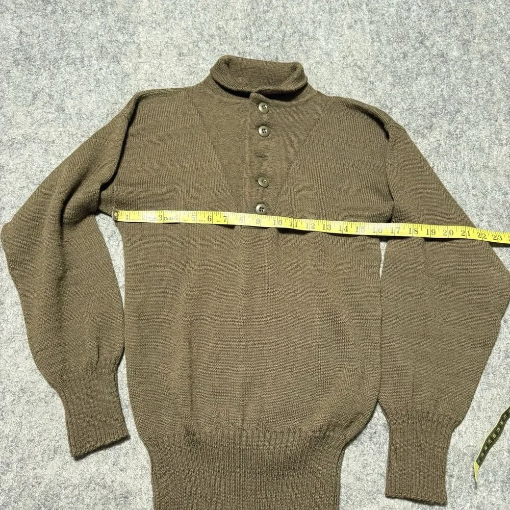 Vintage 1984 USGI Military 5 Button Wool Jeep Sweater Large 42 44 Brown